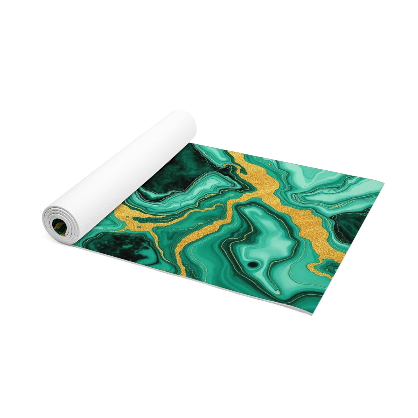 Green Marble Swirl Foam Yoga Mat | Abstract Gemstone Pattern - Best Yoga Mats for Home Workouts