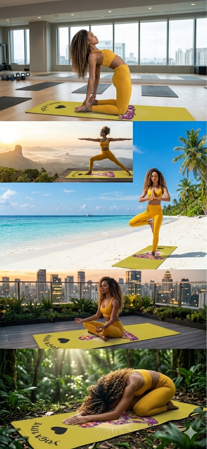 Floral Meditating Figure Yoga Love Foam Yoga Mat | Pink Chakra Design - Best Yoga Mats for Home Workouts
