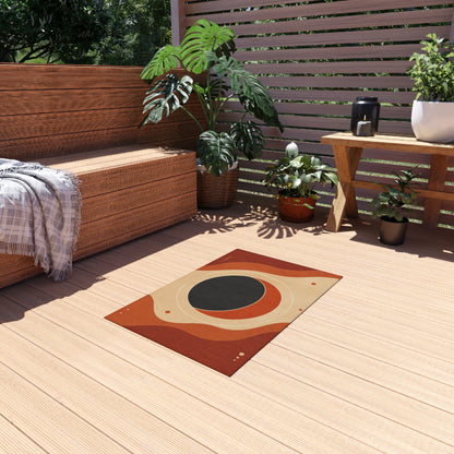 Abstract Retro Sunset Outdoor Rug | Mid Century Modern Patio Mat Printify