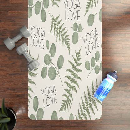 Yoga Love Botanical Pattern Rubber Yoga Mat | Ferns & Eucalyptus Leaves - Best Yoga Mats for Home Workouts