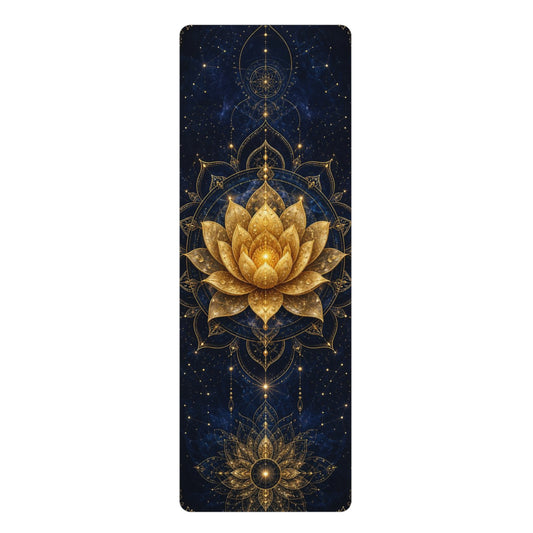 Golden Lotus Mandala Rubber Yoga Mat | Cosmic Floral Alignment - Best Yoga Mats for Home Workouts