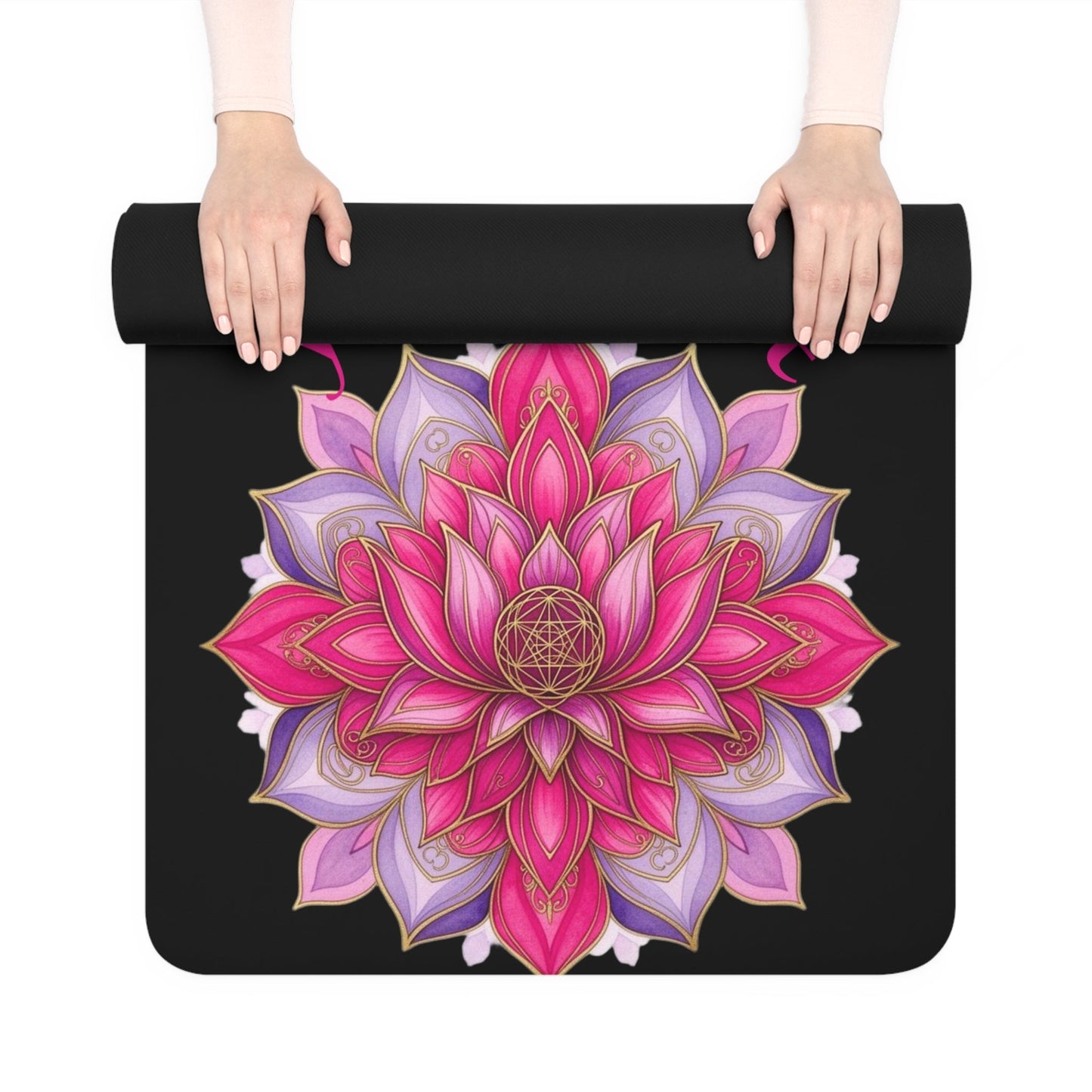 Pink Lotus Bloom Yoga Mat Inspirational Fitness Mat for Meditation, Pilates & Home Gym, Gift for Active Women - Best Yoga Mats for Home Workouts