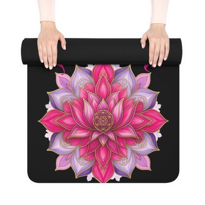 Pink Lotus Bloom Yoga Mat Inspirational Fitness Mat for Meditation, Pilates & Home Gym, Gift for Active Women - Best Yoga Mats for Home Workouts