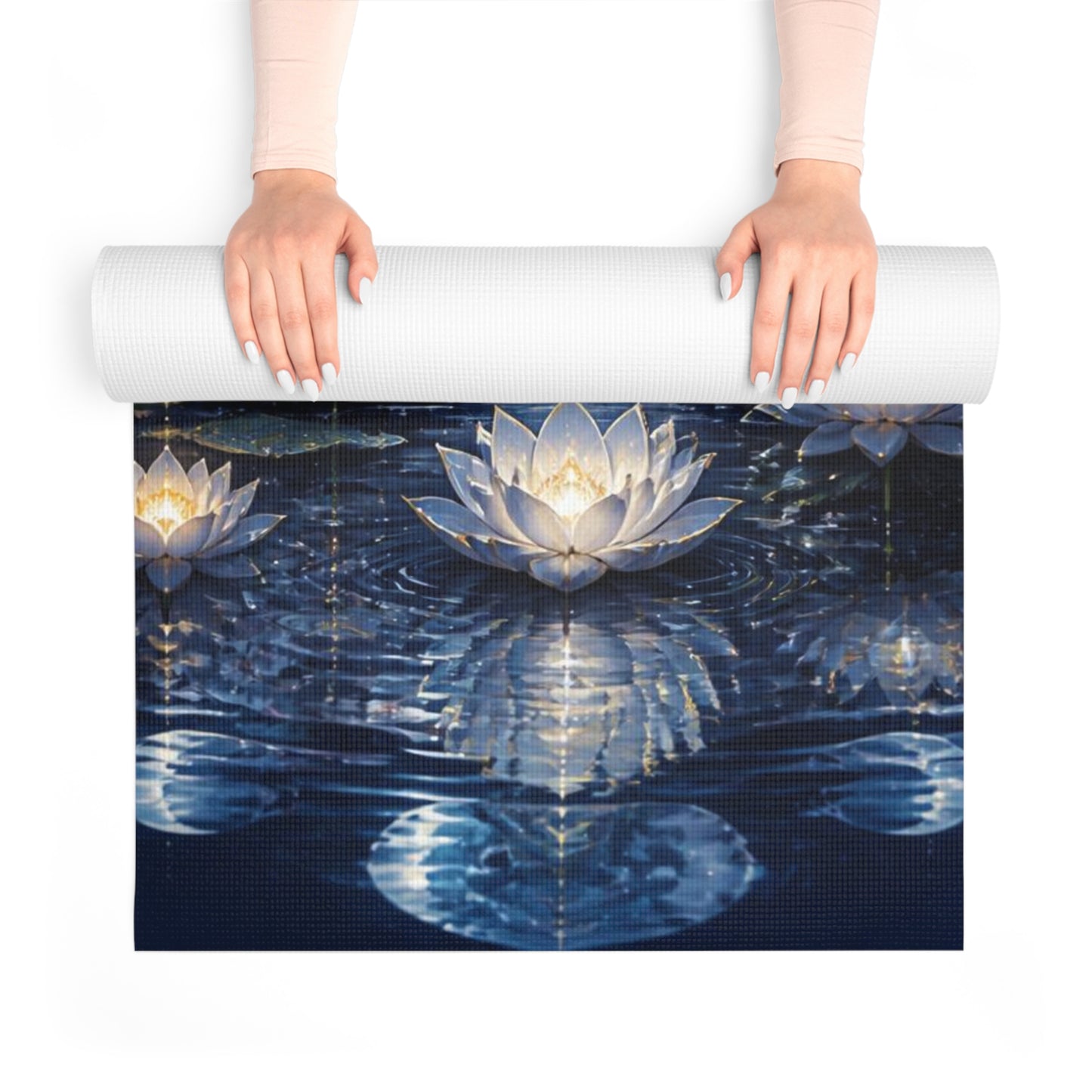 Meditating Moon Goddess Foam Yoga Mat | Celestial Lotus Chakra Design Printify