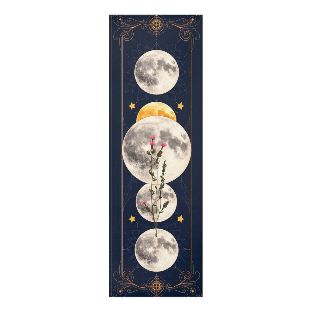 Moon Phases Floral Foam Yoga Mat | Celestial Mooncycle Design