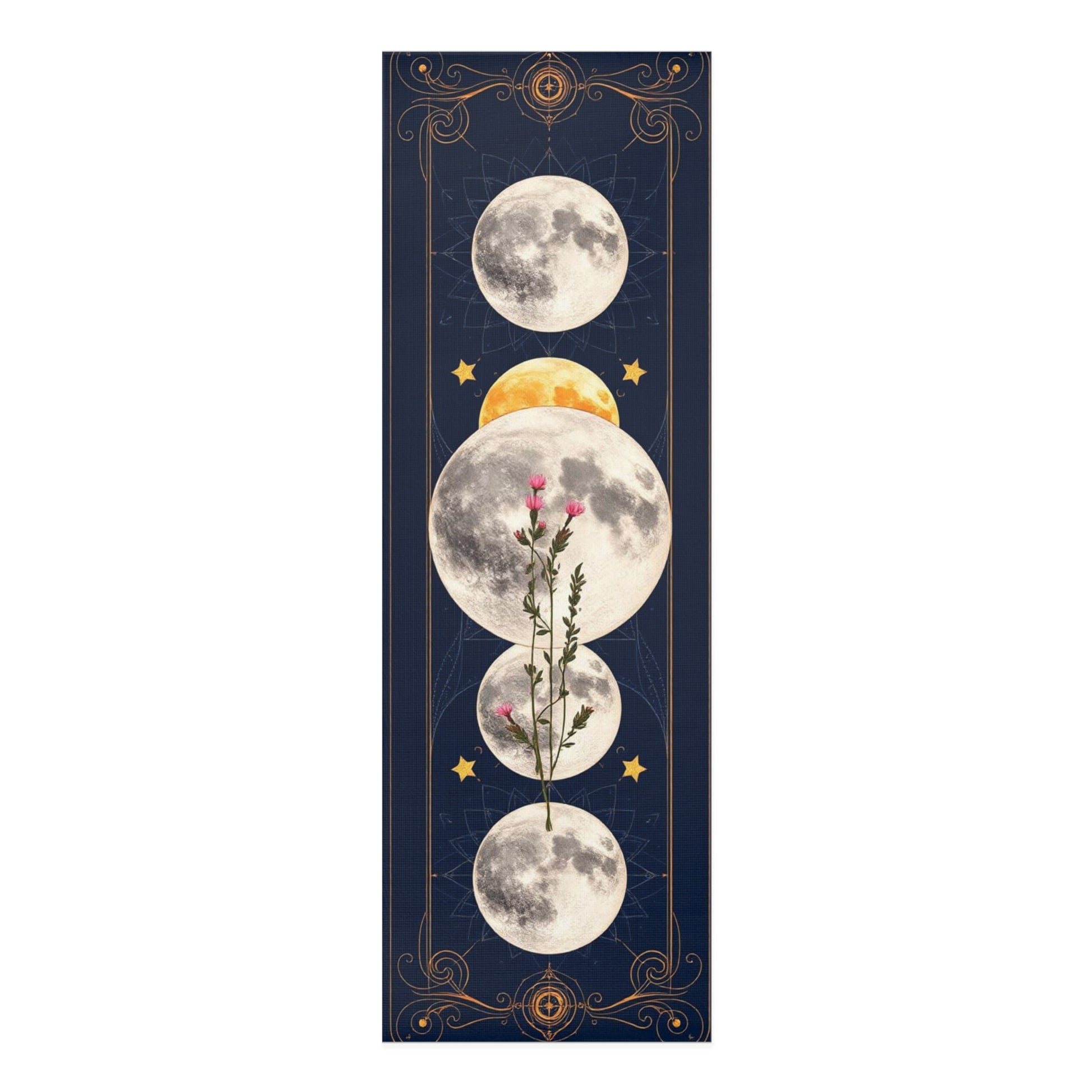 Moon Phases Floral Foam Yoga Mat | Celestial Mooncycle Design - Best Yoga Mats for Home Workouts