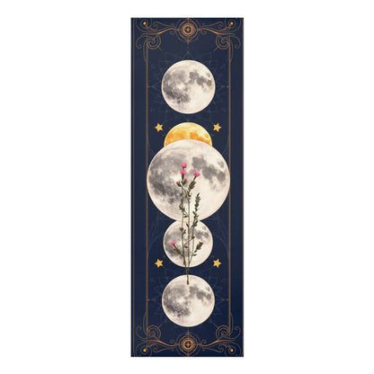 Moon Phases Floral Foam Yoga Mat | Celestial Mooncycle Design - Best Yoga Mats for Home Workouts