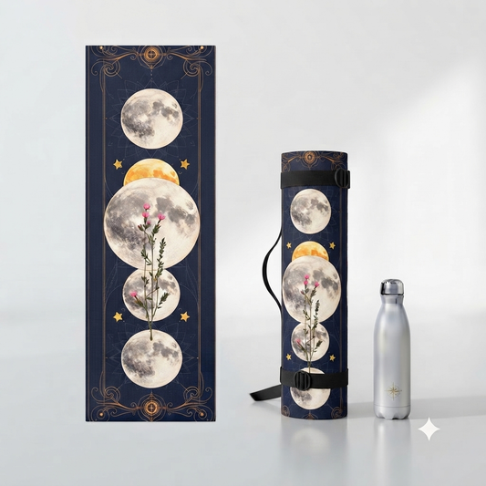 Moon Phases Floral Foam Yoga Mat | Celestial Mooncycle Design Printify
