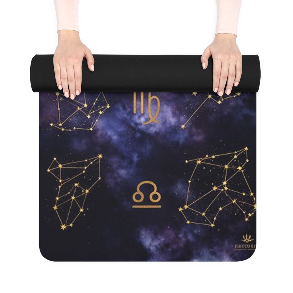 Zodiac Wheel Constellation Rubber Yoga Mat | Astrology Space Mandala Printify