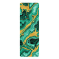 Green Gold Marble Swirl Rubber Yoga Mat | Abstract Agate Pattern