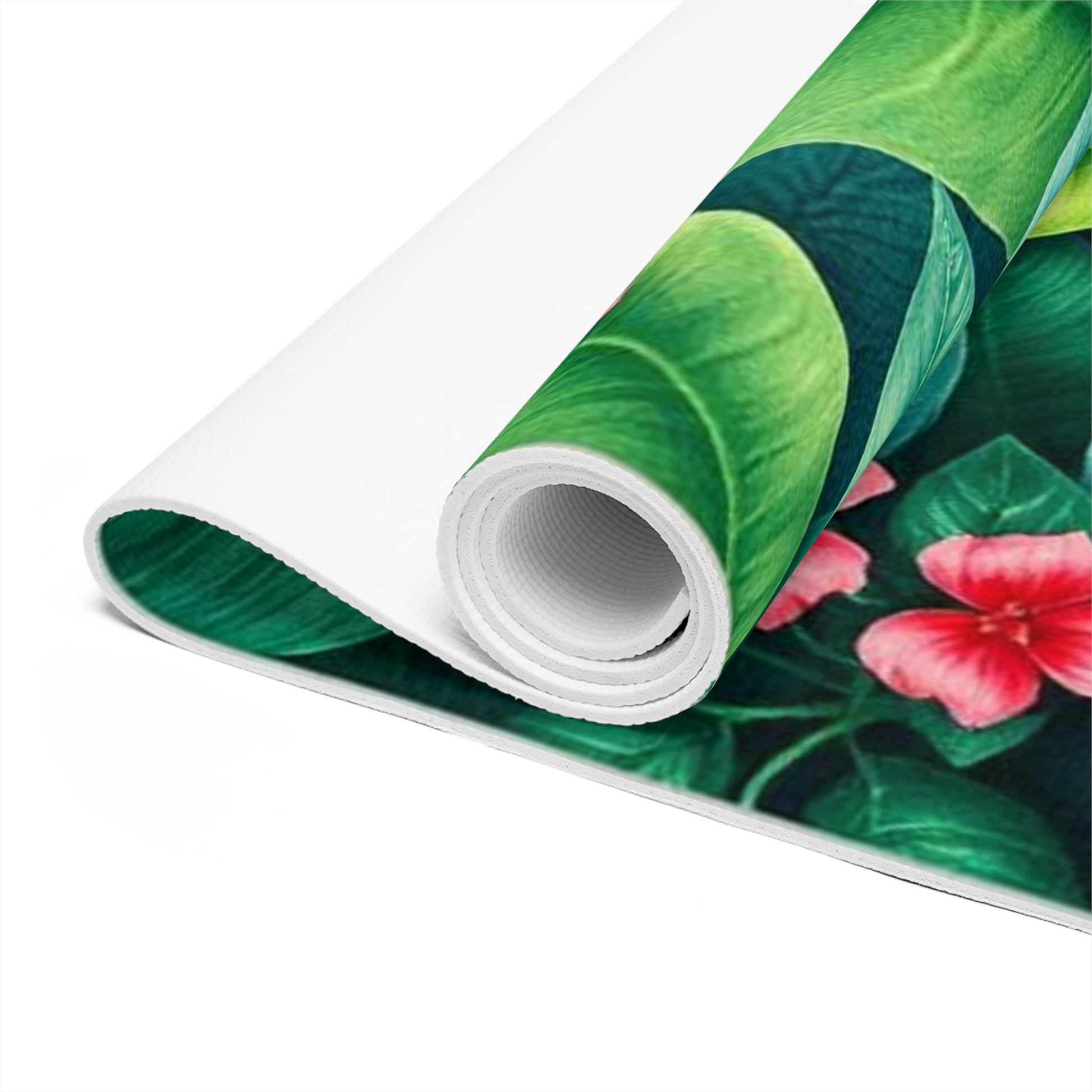 Tropical Hibiscus Floral Foam Yoga Mat | Green Leaf Paradise - Best Yoga Mats for Home Workouts