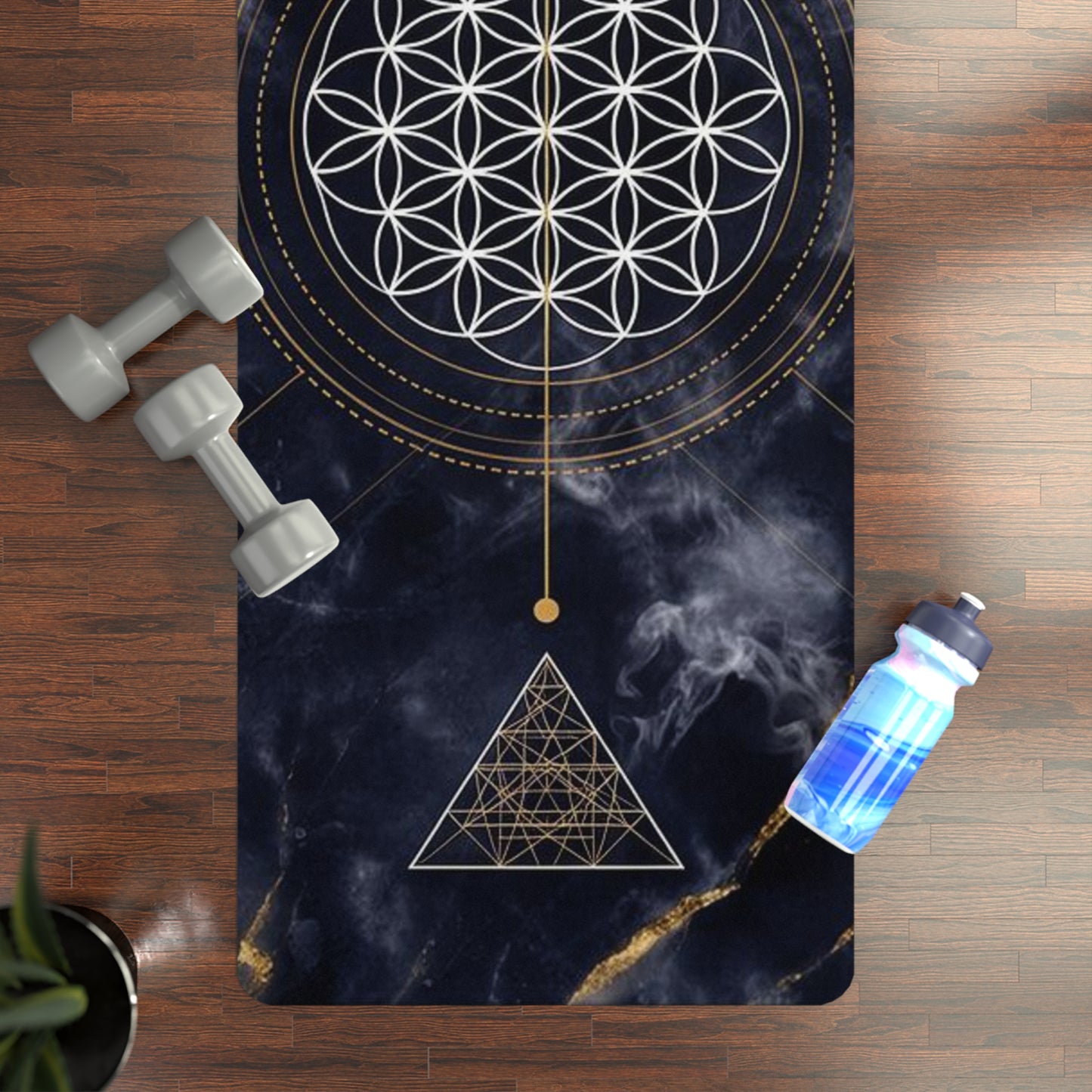 Sacred Geometry Flower of Life Rubber Yoga Mat | Mystic Marble Design - Best Yoga Mats for Home Workouts