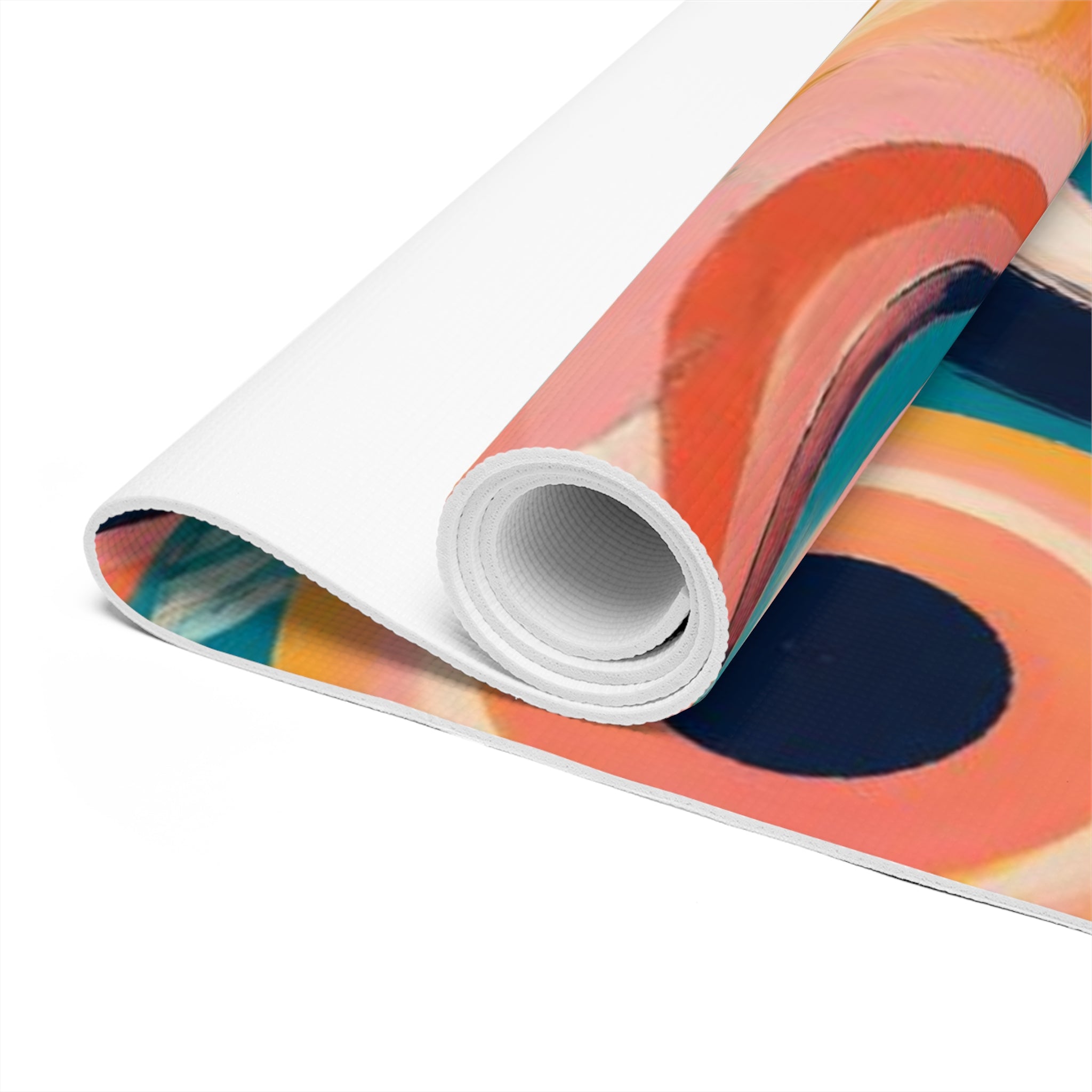 Retro Colorful Concentric Circles Foam Yoga Mat Printify
