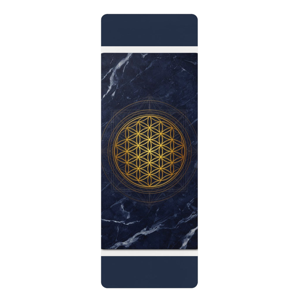 Golden Flower of Life Rubber Yoga Mat | Sacred Geometry, Marble Background Printify
