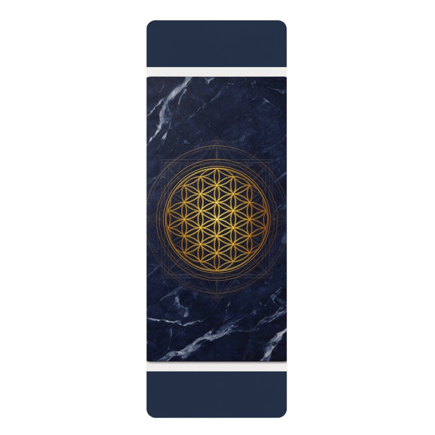 Golden Flower of Life Rubber Yoga Mat | Sacred Geometry, Marble Background - Best Yoga Mats for Home Workouts