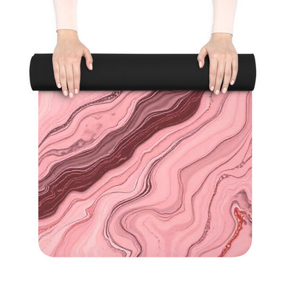 Pink Agate Marble Rubber Yoga Mat | Swirled Stone Pattern - Best Yoga Mats for Home Workouts