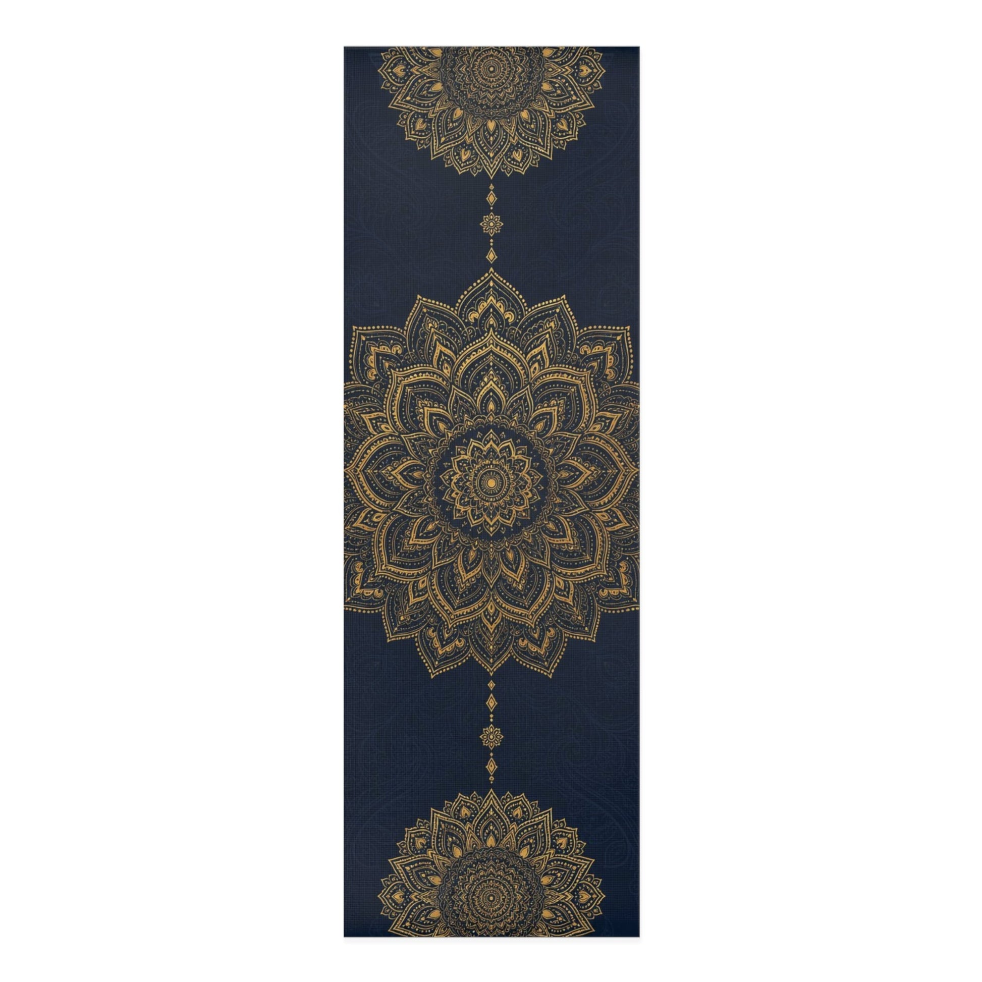 Gold Mandala Pattern Foam Yoga Mat | Navy Meditation Mat - Best Yoga Mats for Home Workouts