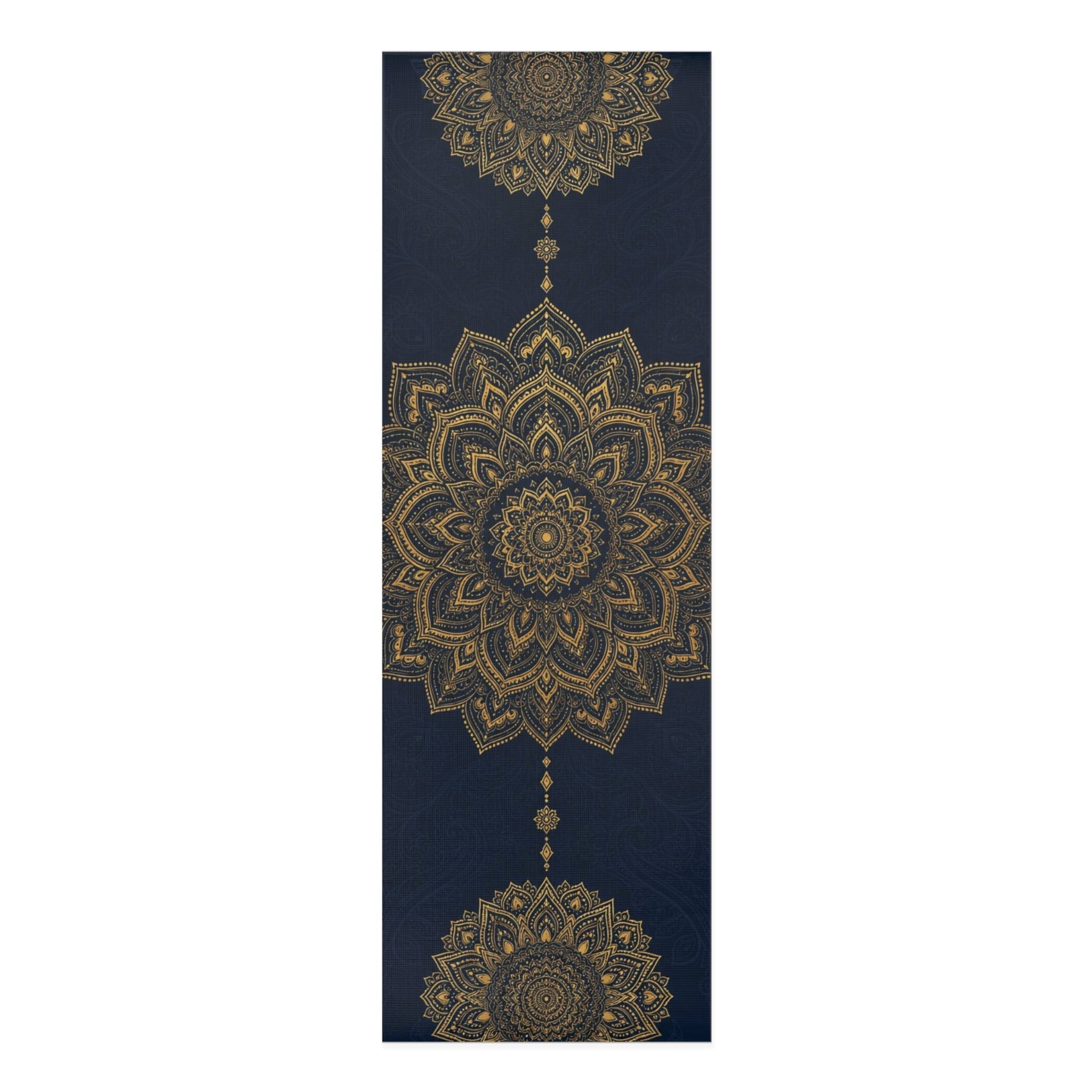 Gold Mandala Pattern Foam Yoga Mat | Navy Meditation Mat Printify