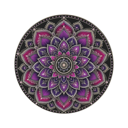 Purple Pink Mandala Round Rug | Boho Floor Mat, Yoga Meditation Decor Printify