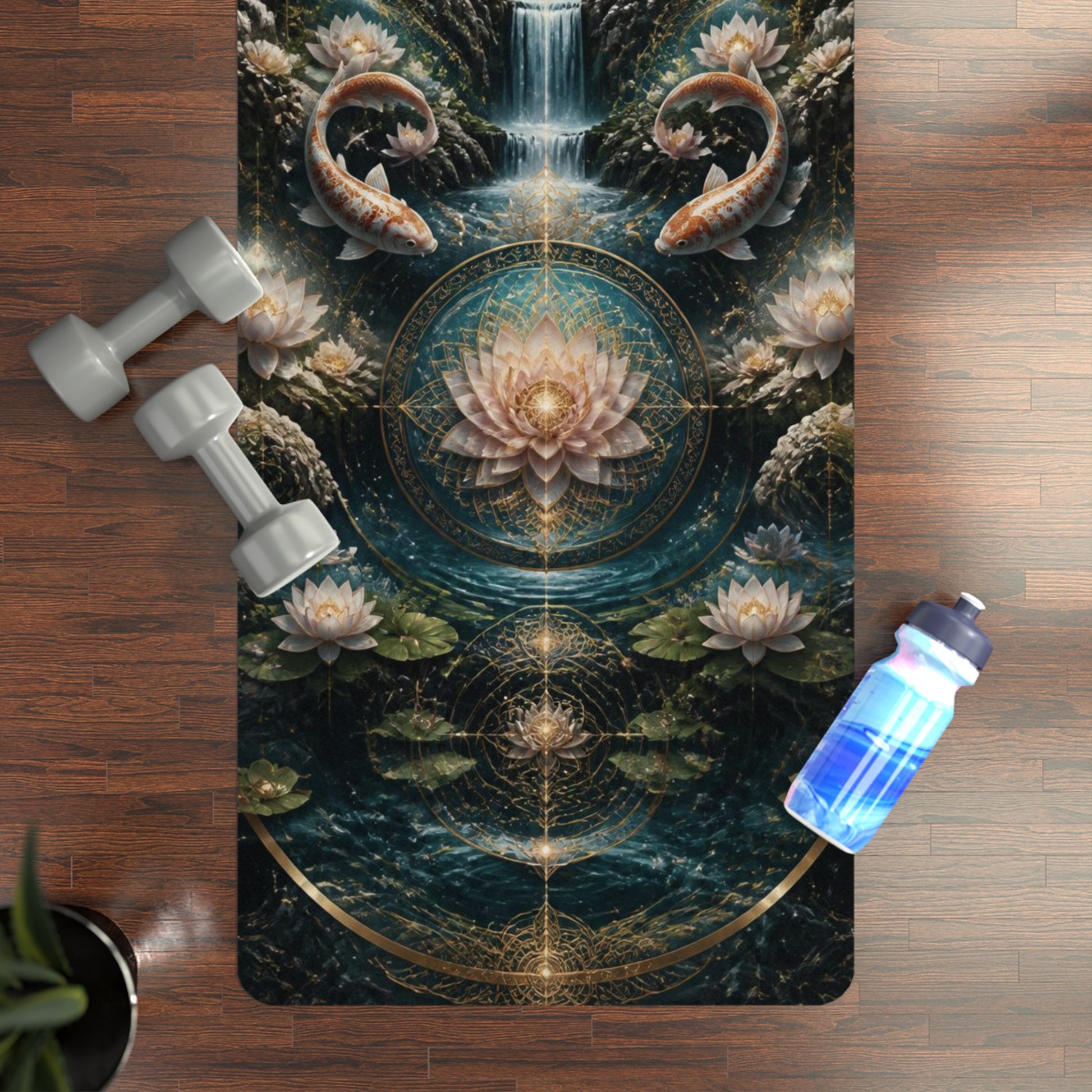 Sacred Geometry Lotus Tree Rubber Yoga Mat | Spiritual Meditation Mandala Printify