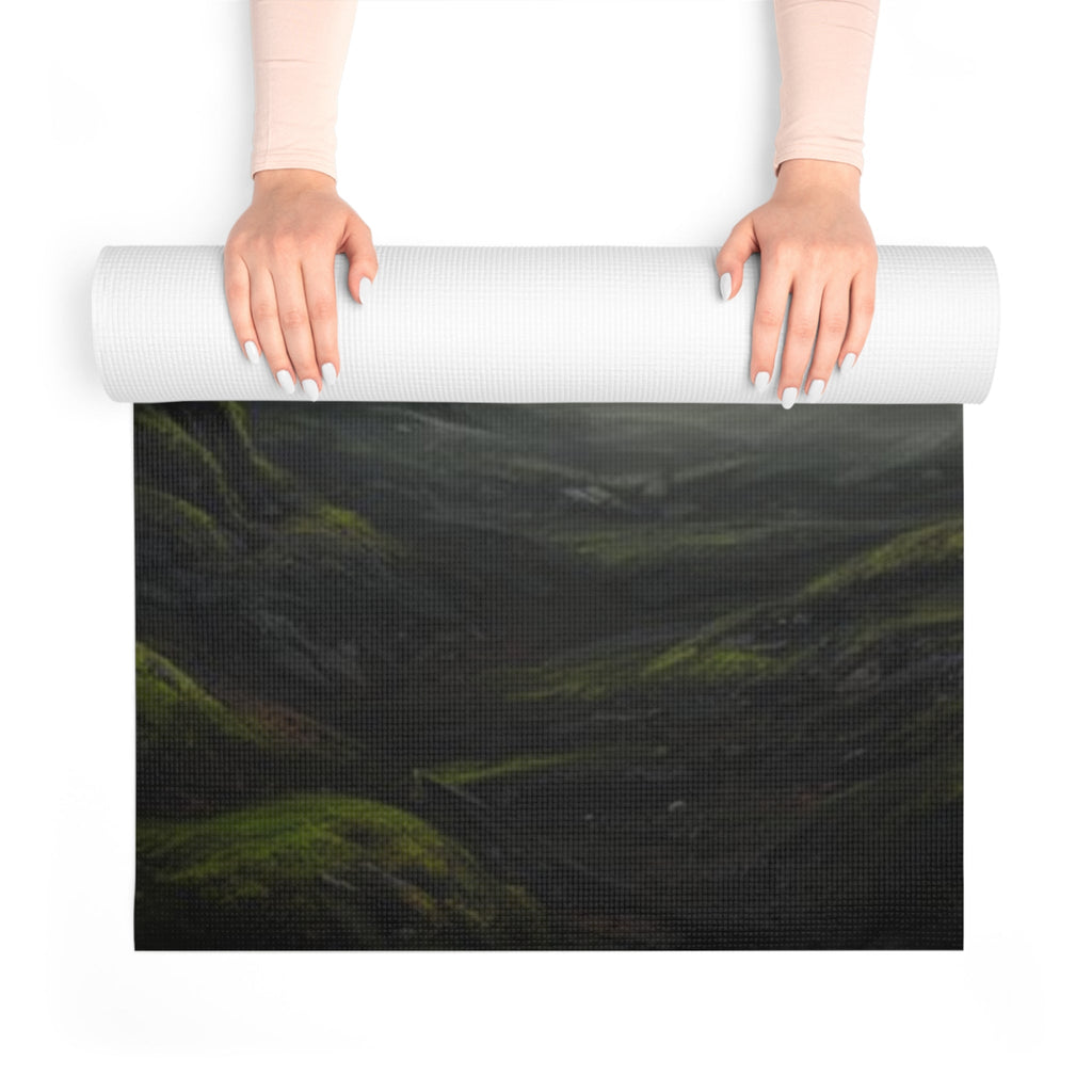 Misty Forest Deer Foam Yoga Mat | Woodland Nature Scene Printify