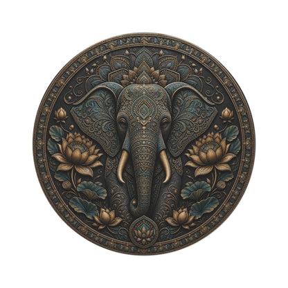 Ornate Elephant Mandala Round Rug | Boho Decorative Floor Mat Printify