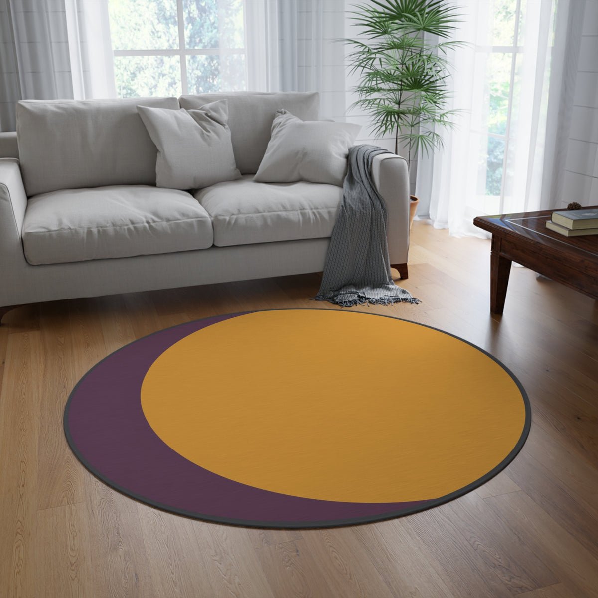 Abstract Crescent Moon Round Rug | Modern Minimalist Floor Mat Printify