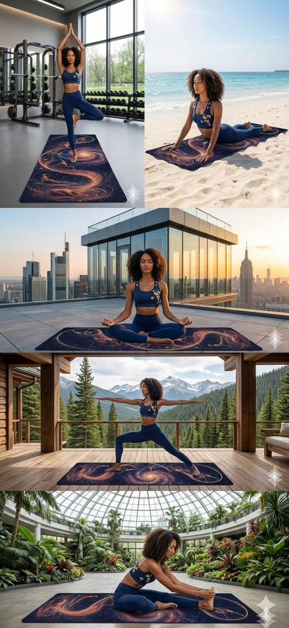 Golden Spiral Yoga Poses Foam Yoga Mat | Cosmic Galaxy Flow - Best Yoga Mats for Home Workouts