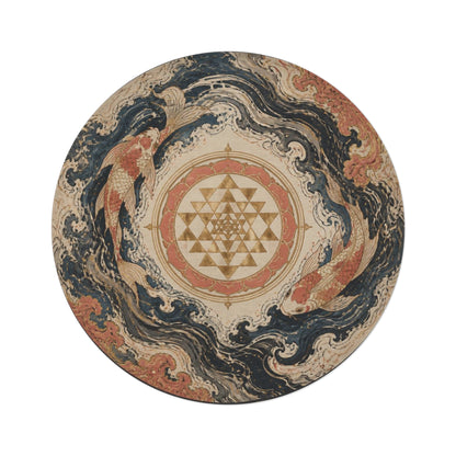 Koi Fish Mandala Round Rug | Asian Zen Symbol, Wave Pattern Printify