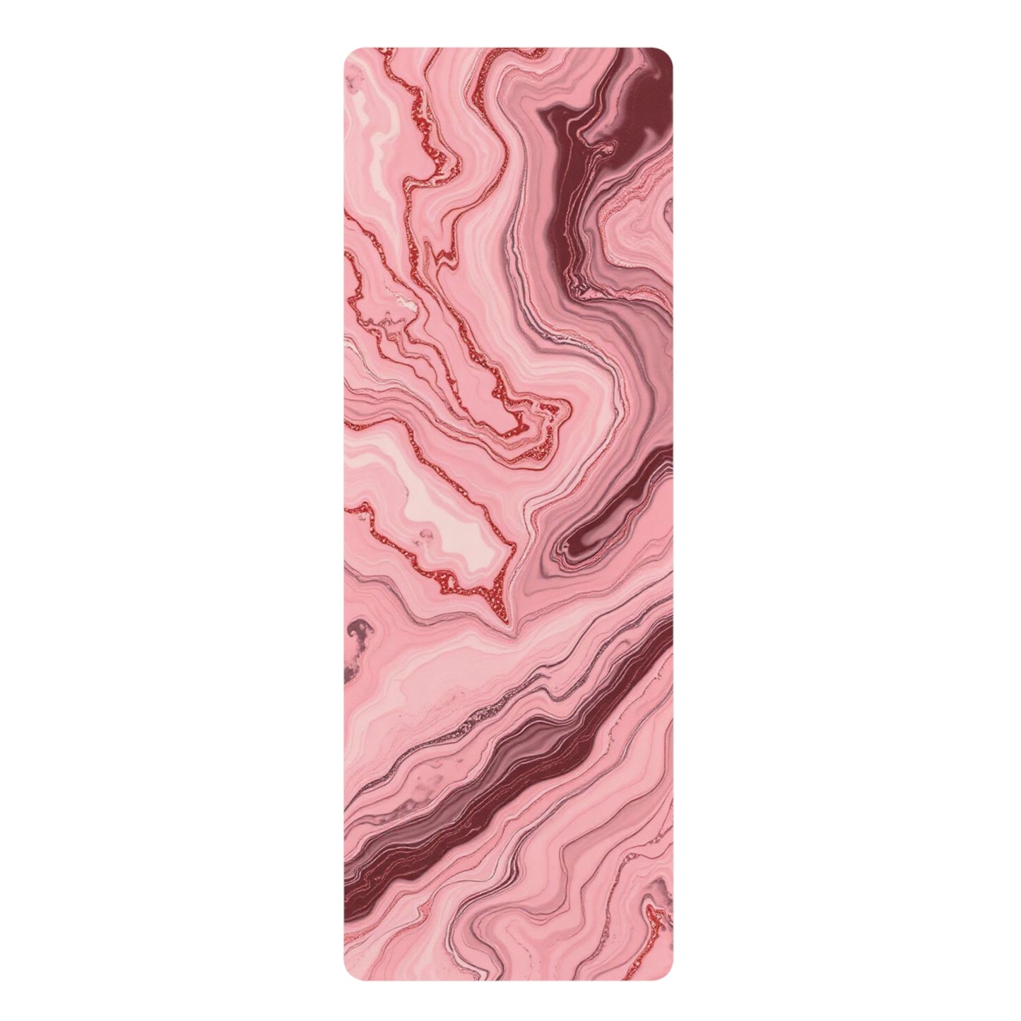 Pink Agate Marble Rubber Yoga Mat | Swirled Stone Pattern - Best Yoga Mats for Home Workouts