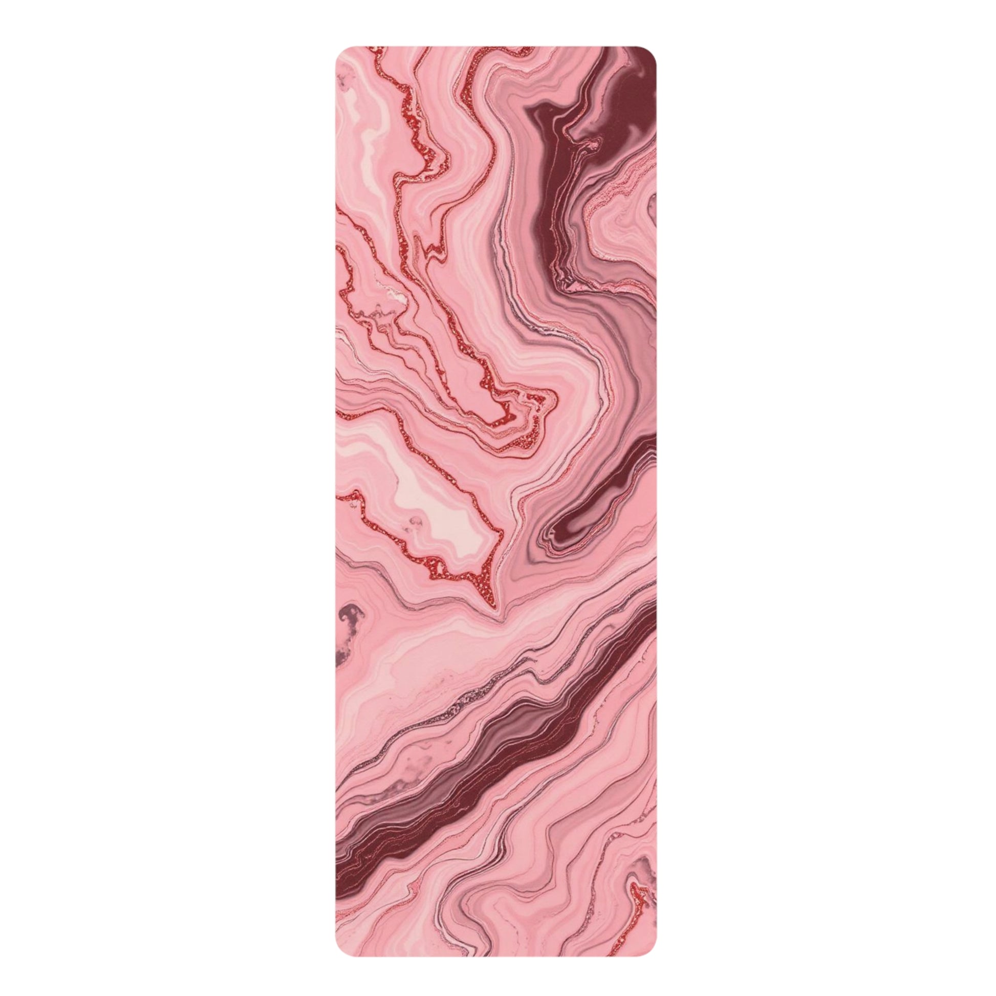 Pink Agate Marble Rubber Yoga Mat | Swirled Stone Pattern - Best Yoga Mats for Home Workouts