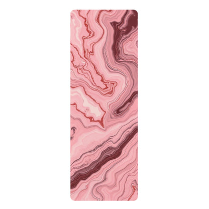 Pink Agate Marble Rubber Yoga Mat | Swirled Stone Pattern - Best Yoga Mats for Home Workouts