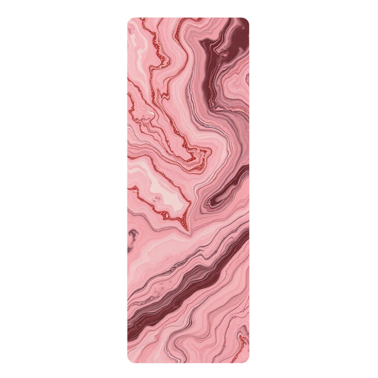 Pink Agate Marble Rubber Yoga Mat | Swirled Stone Pattern - Best Yoga Mats for Home Workouts