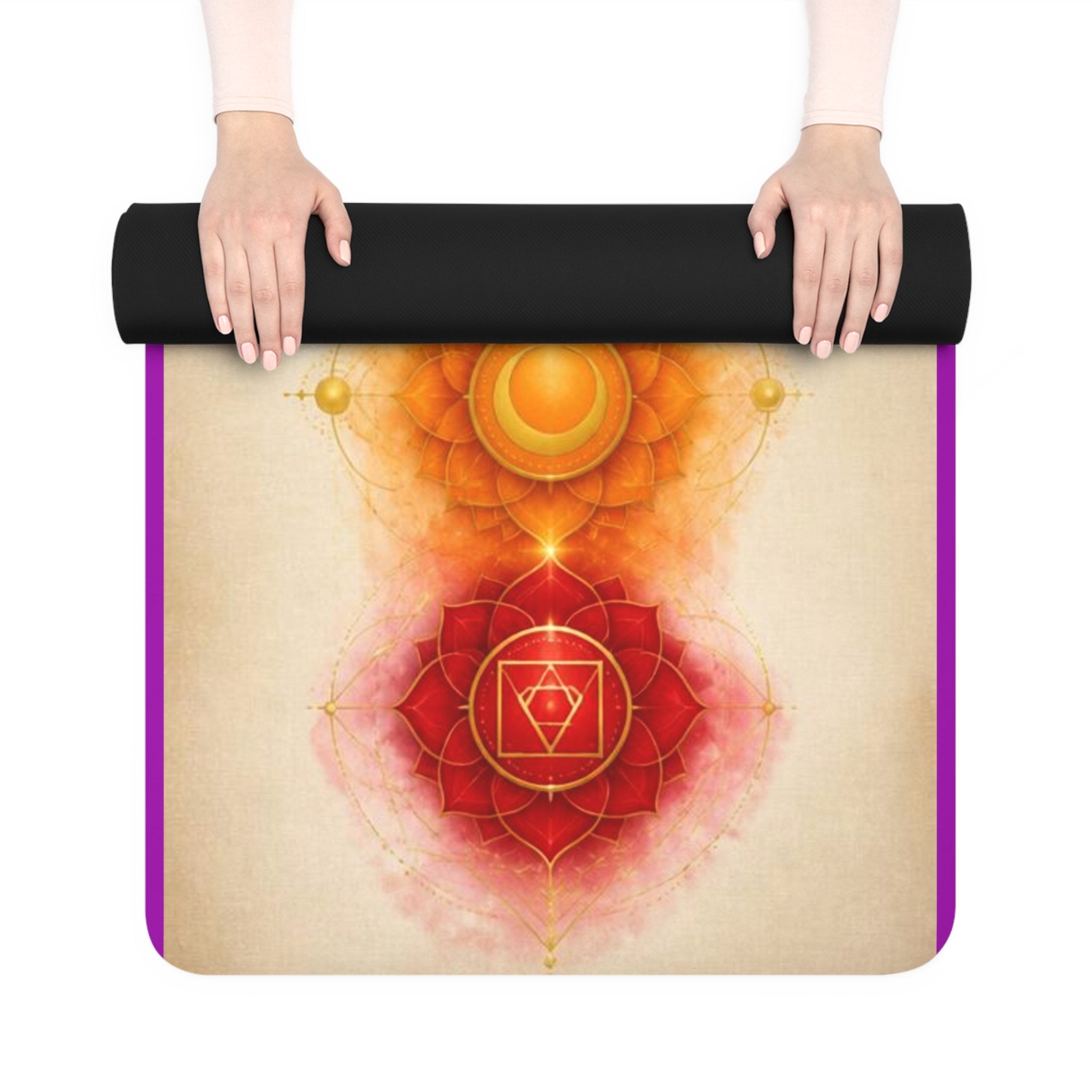 Chakra Alignment Rubber Yoga Mat | Rainbow Energy Centers, Meditation Printify