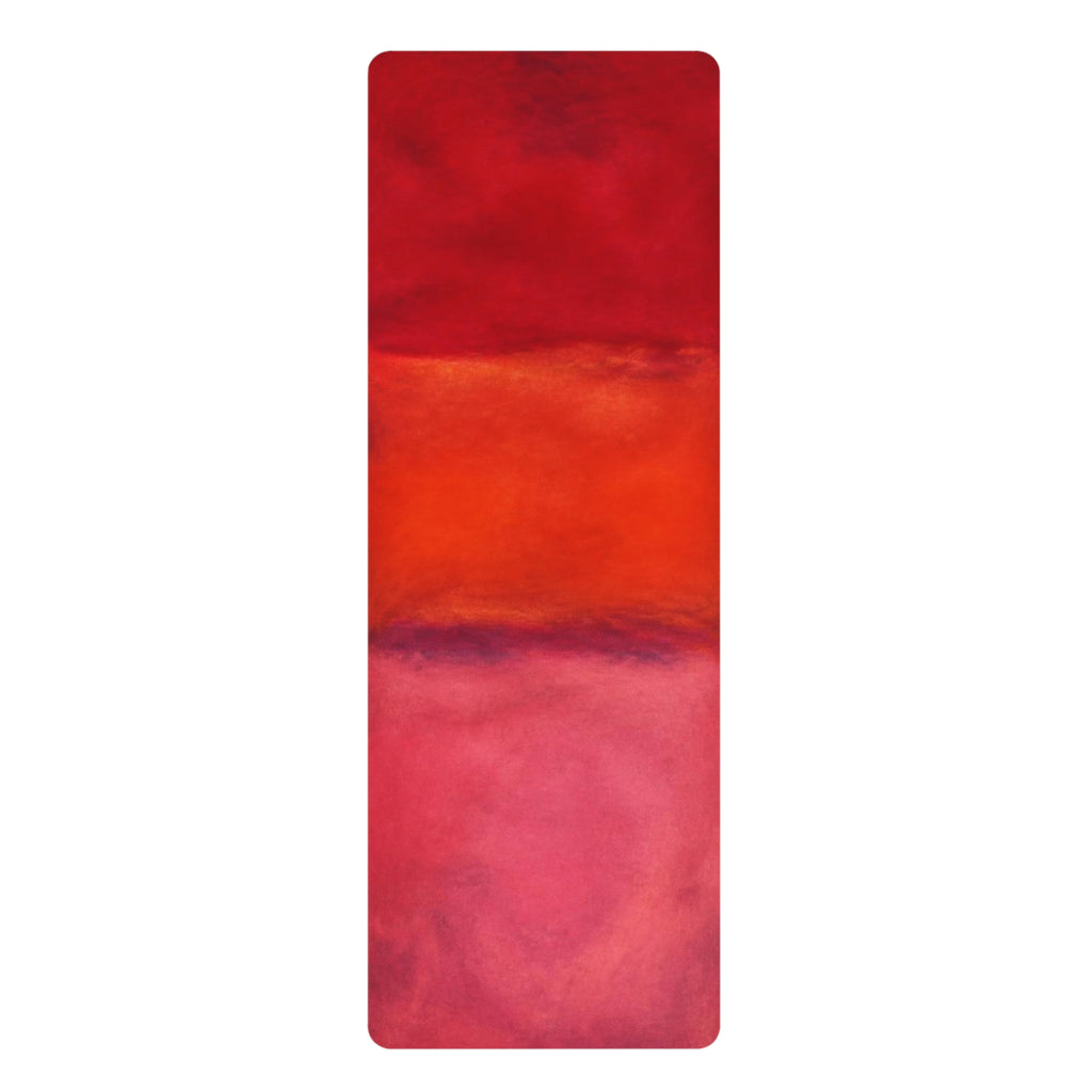 Abstract Watercolor Gradient Rubber Yoga Mat | Red Orange Pink Ombre Printify