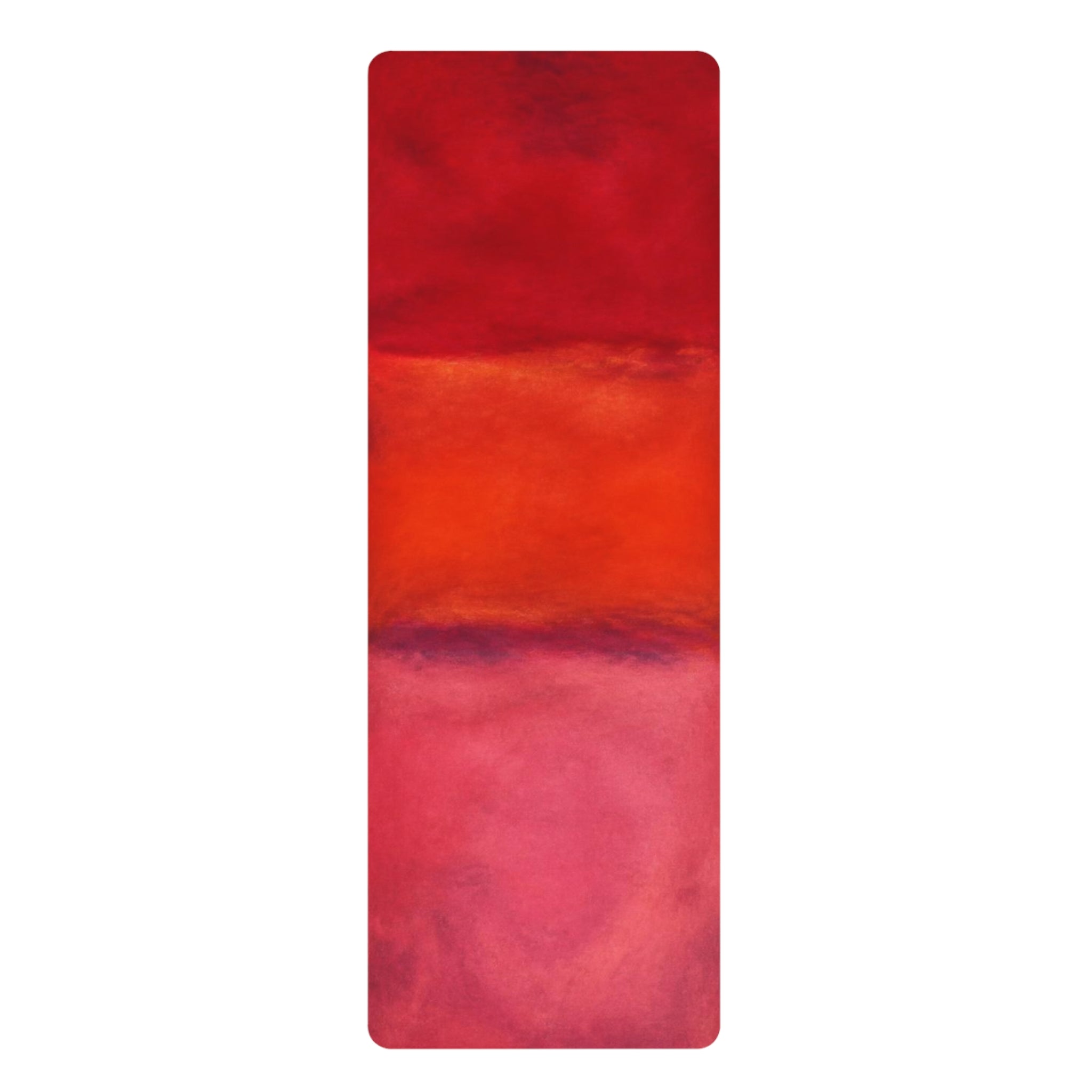 Abstract Watercolor Gradient Rubber Yoga Mat | Red Orange Pink Ombre Printify