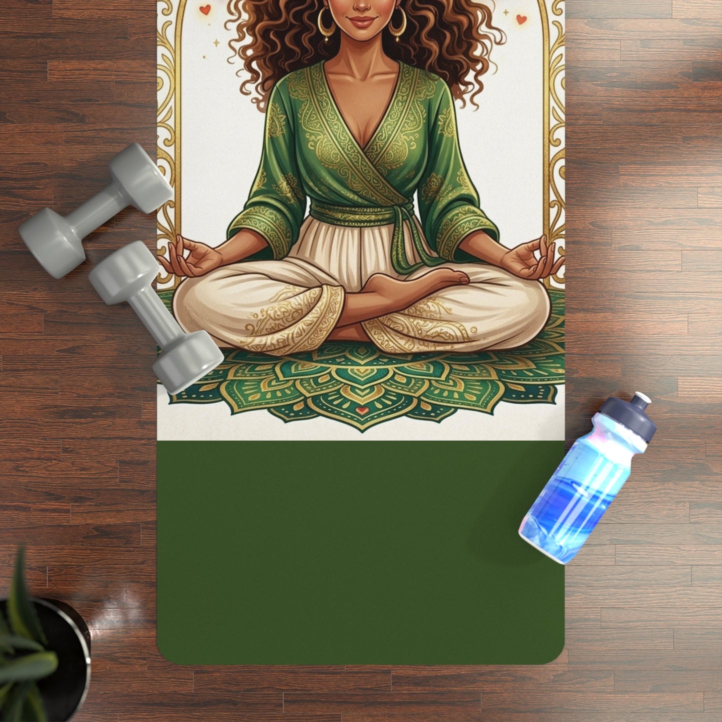 Goddess Meditation Rubber Yoga Mat | Spiritual Lotus Pose Pattern - Best Yoga Mats for Home Workouts