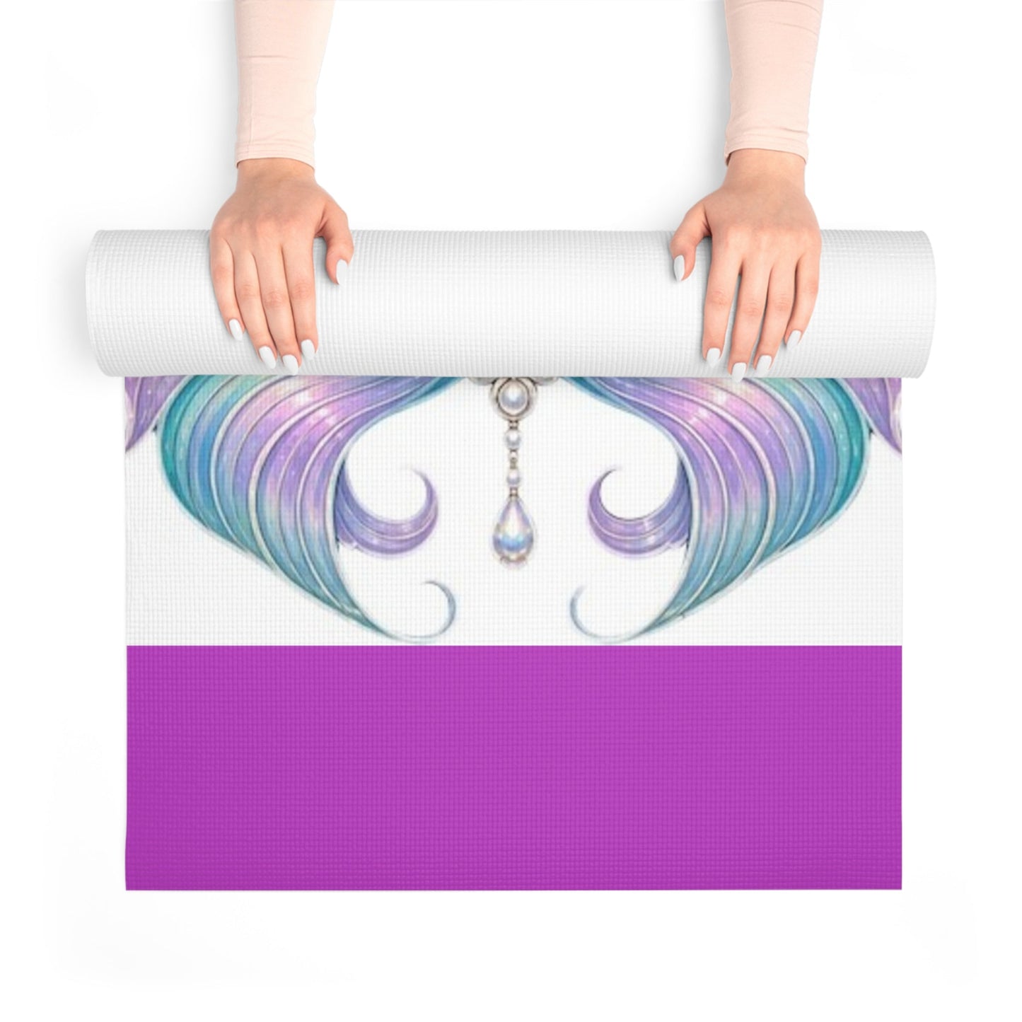 Mermaid Pose Illustration Foam Yoga Mat | Pastel Ocean Meditation - Best Yoga Mats for Home Workouts
