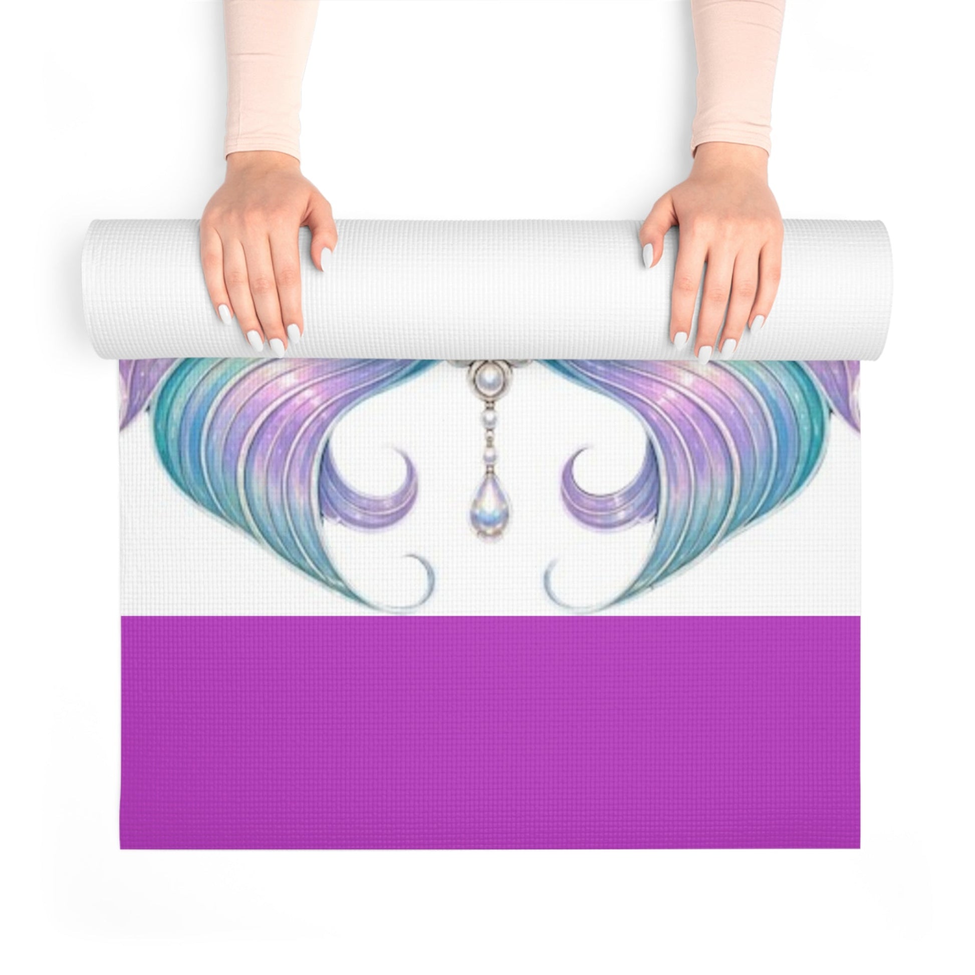 Mermaid Pose Illustration Foam Yoga Mat | Pastel Ocean Meditation - Best Yoga Mats for Home Workouts