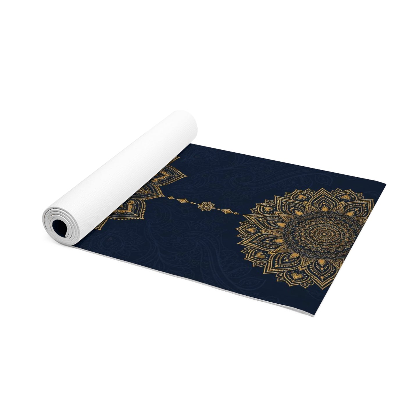 Gold Mandala Pattern Foam Yoga Mat | Navy Meditation Mat - Best Yoga Mats for Home Workouts