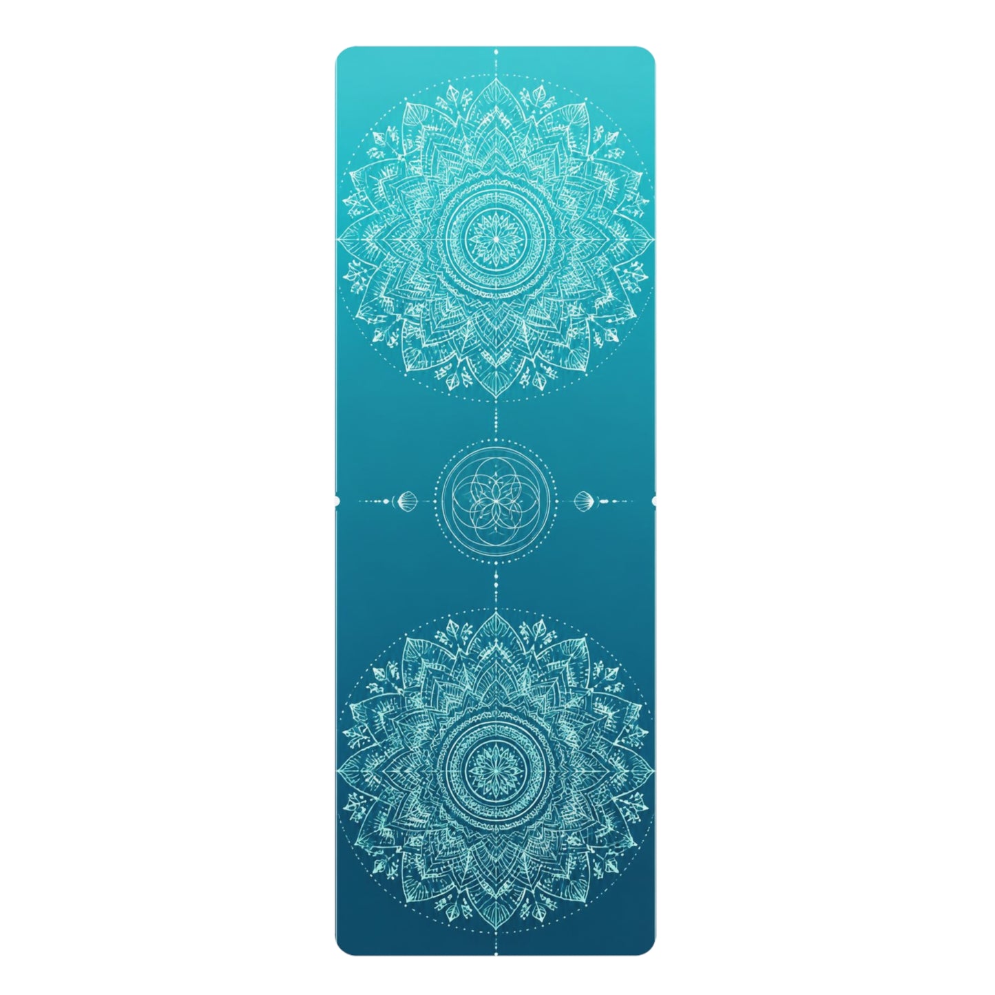 Teal Mandala Alignment Rubber Yoga Mat | Non-Slip Fitness Mat Printify