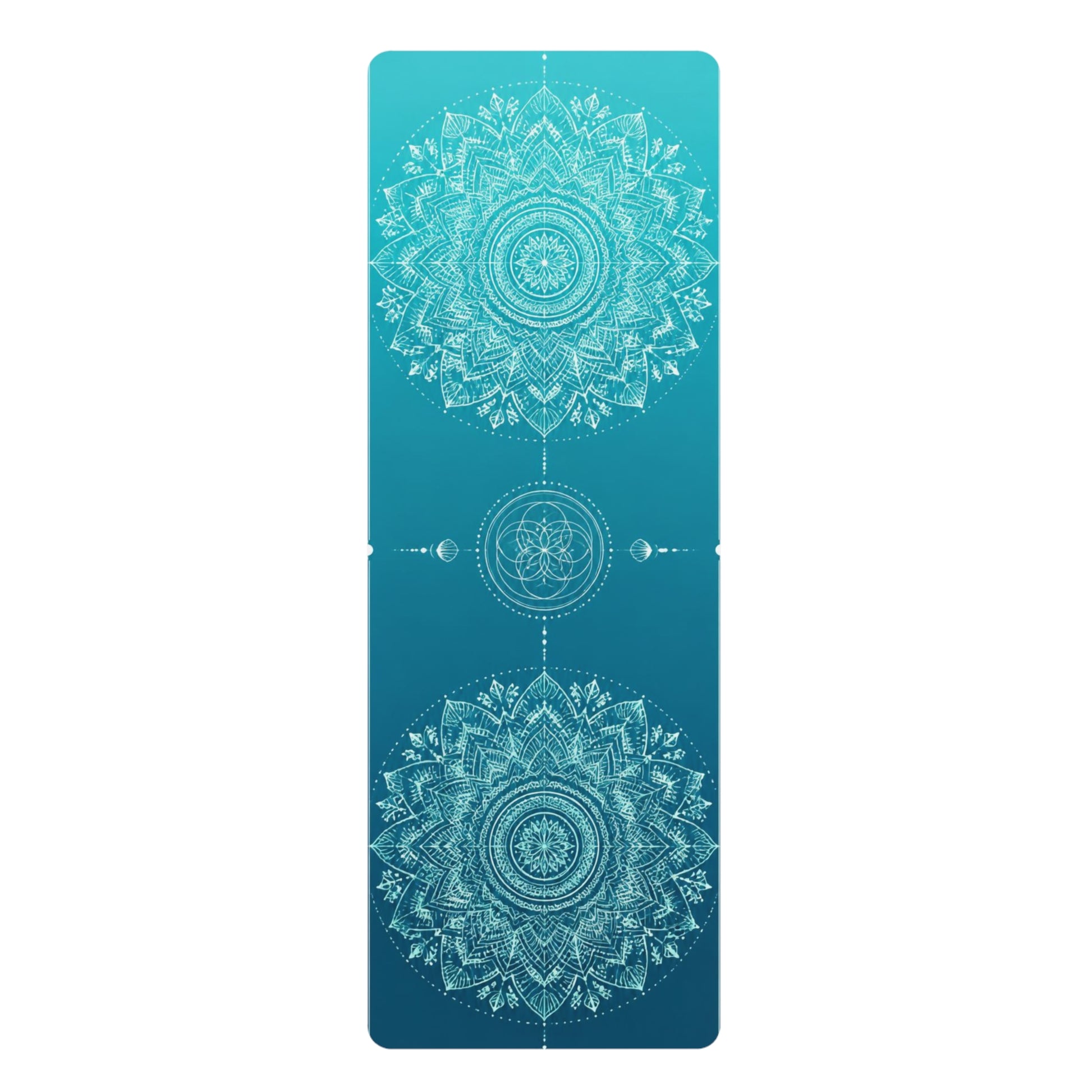 Teal Mandala Alignment Rubber Yoga Mat | Non-Slip Fitness Mat Printify
