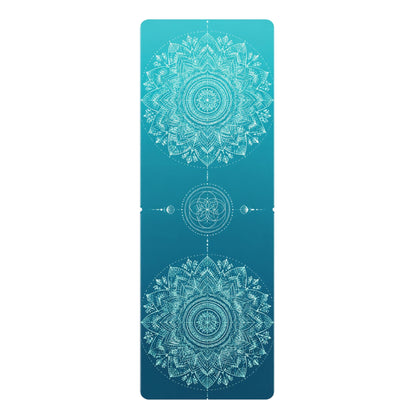 Teal Mandala Alignment Rubber Yoga Mat | Non-Slip Fitness Mat Printify
