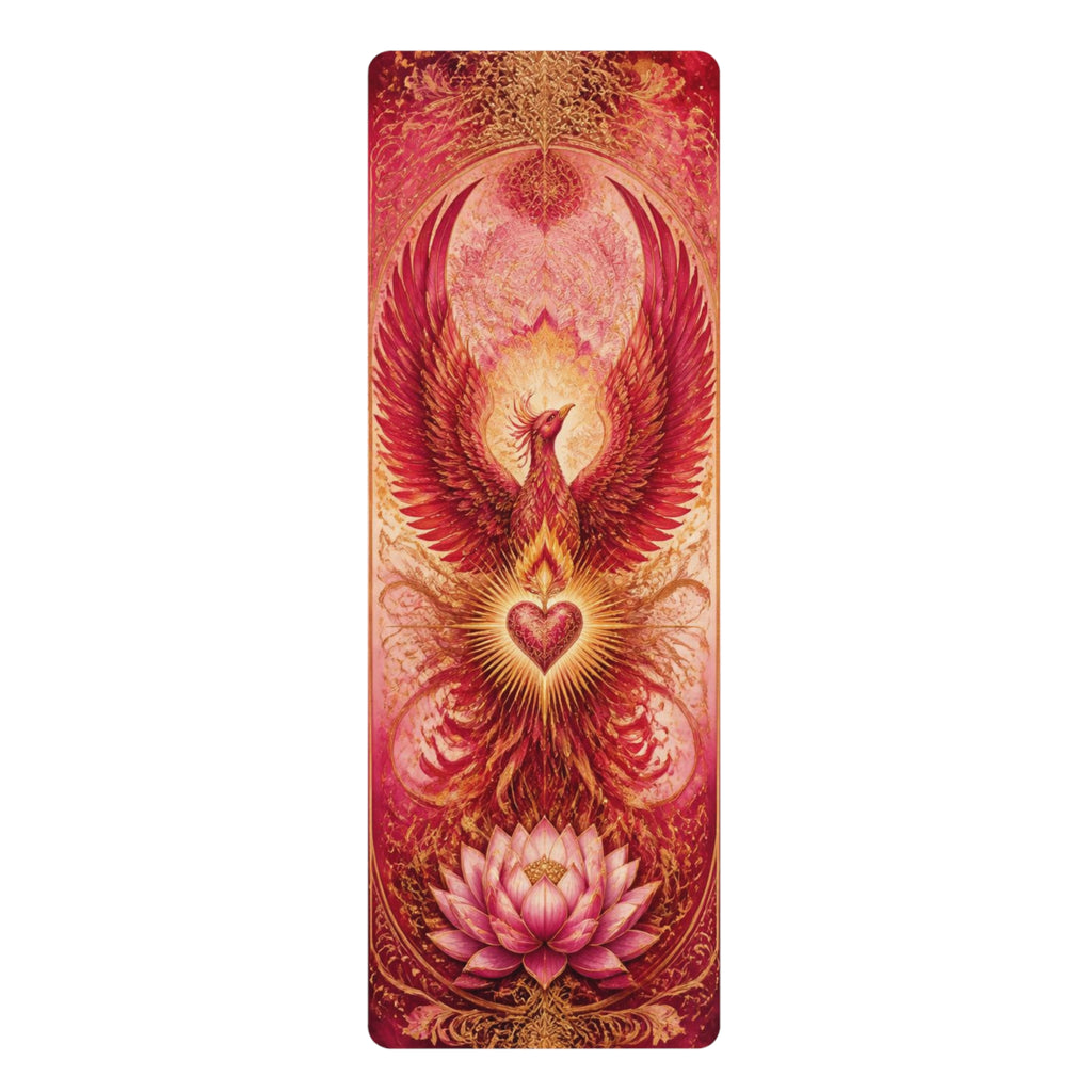 Phoenix Heart Lotus Rubber Yoga Mat | Spiritual Chakra Meditation