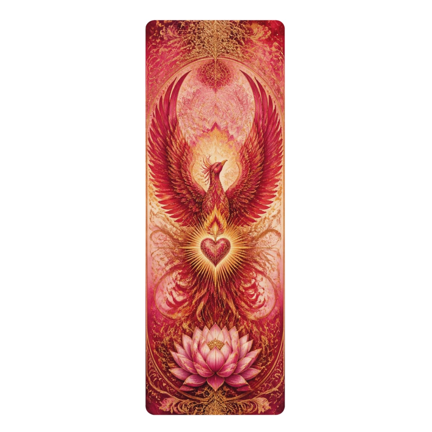 Phoenix Heart Lotus Rubber Yoga Mat | Spiritual Chakra Meditation - Best Yoga Mats for Home Workouts