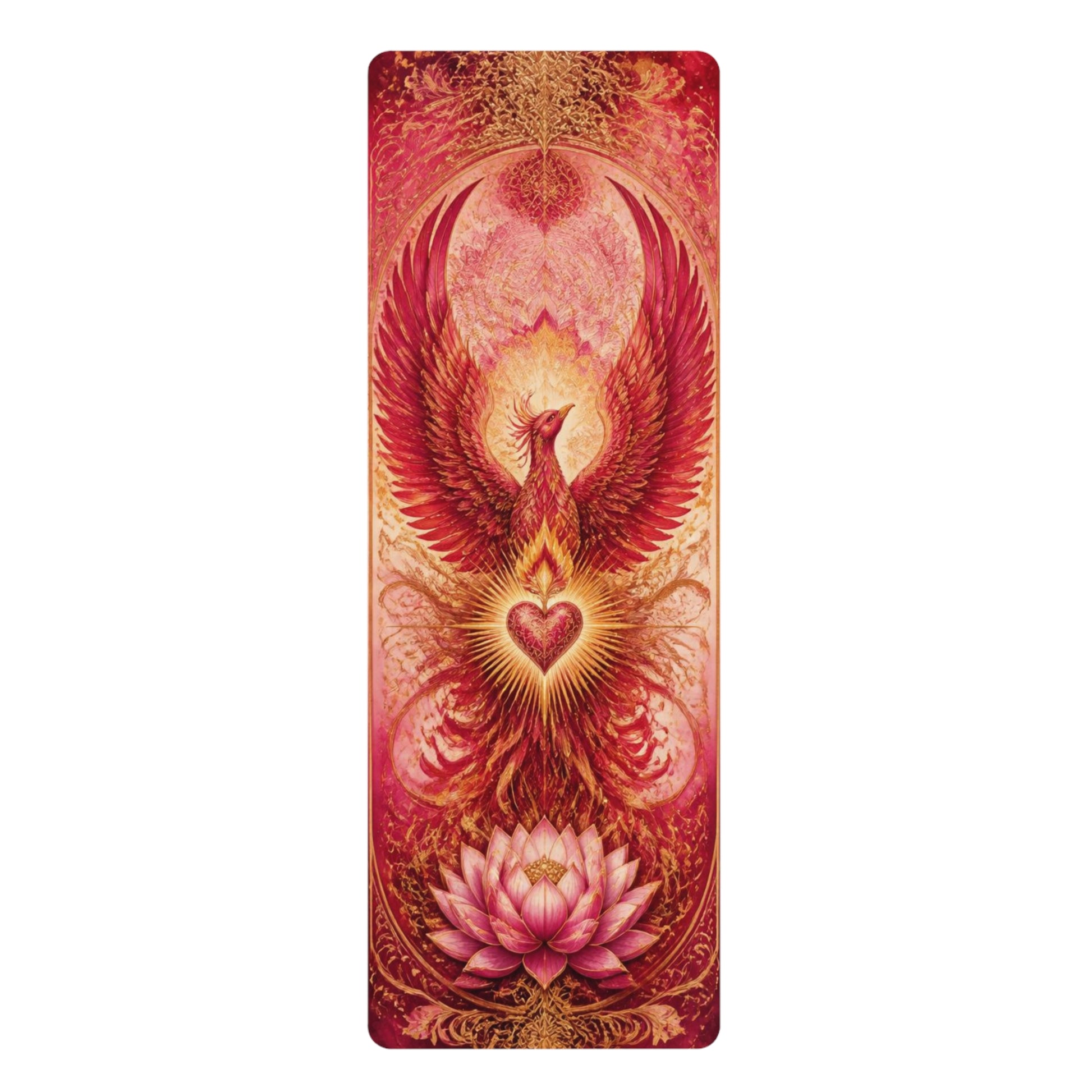 Phoenix Heart Lotus Rubber Yoga Mat | Spiritual Chakra Meditation - Best Yoga Mats for Home Workouts