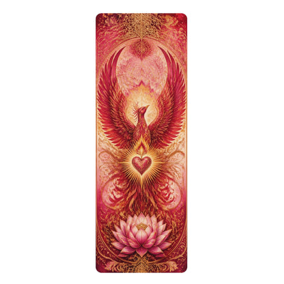 Phoenix Heart Lotus Rubber Yoga Mat | Spiritual Chakra Meditation - Best Yoga Mats for Home Workouts