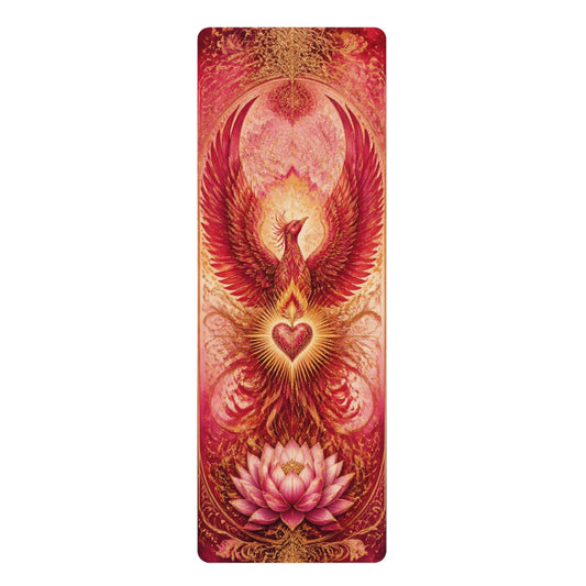 Phoenix Heart Lotus Rubber Yoga Mat | Spiritual Chakra Meditation - Best Yoga Mats for Home Workouts