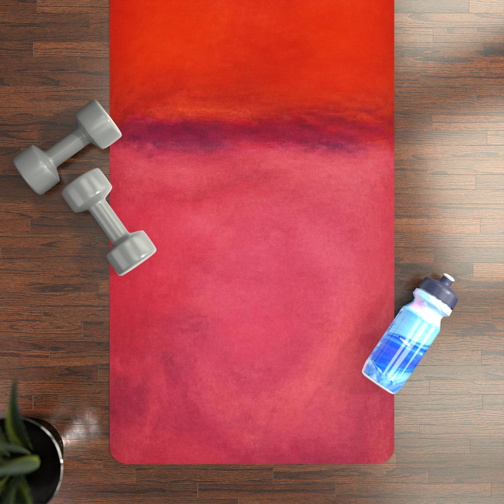 Abstract Watercolor Gradient Rubber Yoga Mat | Red Orange Pink Ombre Printify