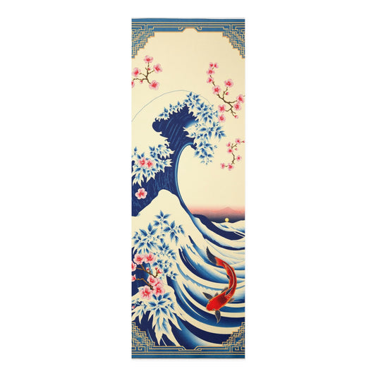 Koi Wave Floral Foam Yoga Mat | Japanese Wave, Cherry Blossoms - Best Yoga Mats for Home Workouts
